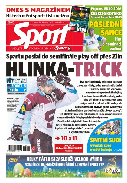 E-magazín Sport - 24.3.2016 - CZECH NEWS CENTER a. s.