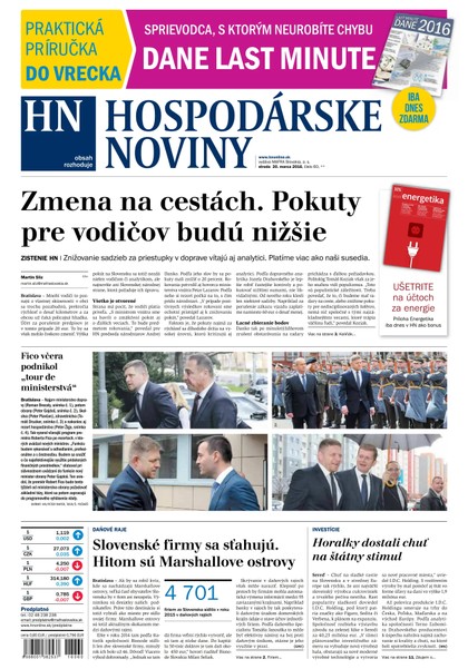 E-magazín Hospodárske noviny 30.03.2016 - MAFRA Slovakia, a.s.