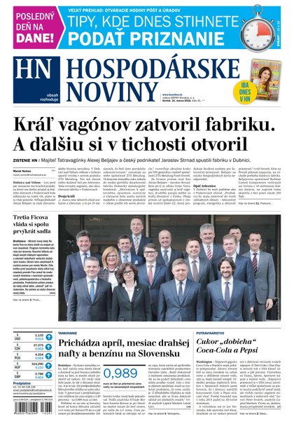 E-magazín Hospodárske noviny 31.03.2016 - MAFRA Slovakia, a.s.