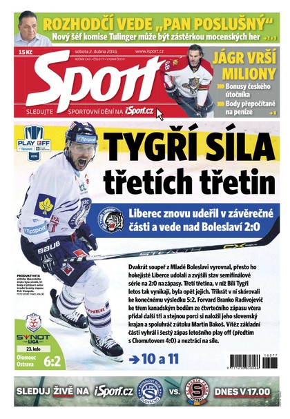 E-magazín Sport - 2.4.2016 - CZECH NEWS CENTER a. s.