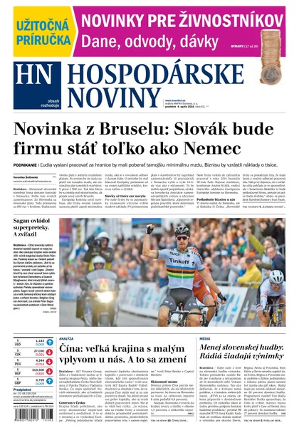 E-magazín Hospodárske noviny 04.04.2016 - MAFRA Slovakia, a.s.