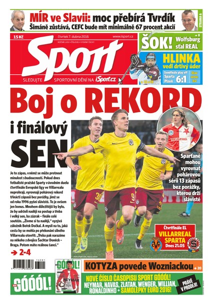 E-magazín Sport - 7.4.2016 - CZECH NEWS CENTER a. s.