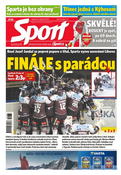 E-magazín Sport - 9.4.2016 - CZECH NEWS CENTER a. s.