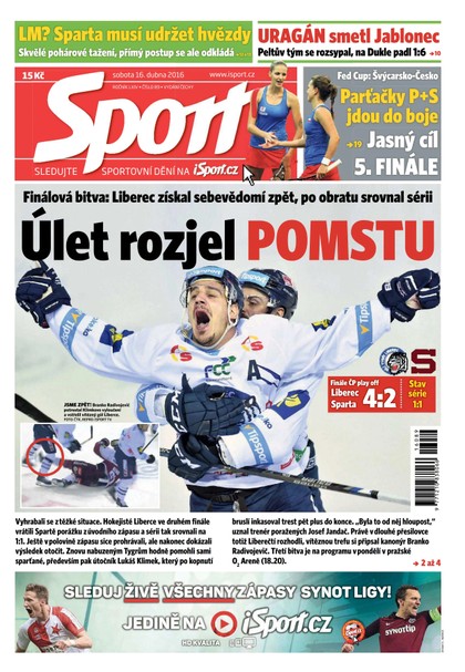 E-magazín Sport - 16.4.2016 - CZECH NEWS CENTER a. s.