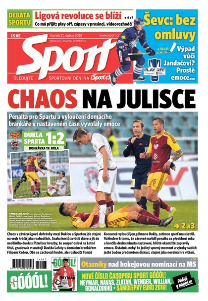E-magazín Sport - 21.4.2016 - CZECH NEWS CENTER a. s.