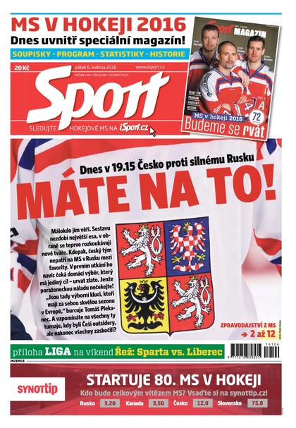 E-magazín Sport - 6.5.2016 - CZECH NEWS CENTER a. s.