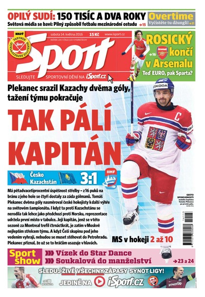 E-magazín Sport - 14.5.2016 - CZECH NEWS CENTER a. s.