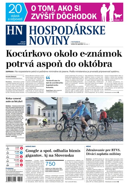 E-magazín Hospodárske noviny 26.05.2016 - MAFRA Slovakia, a.s.