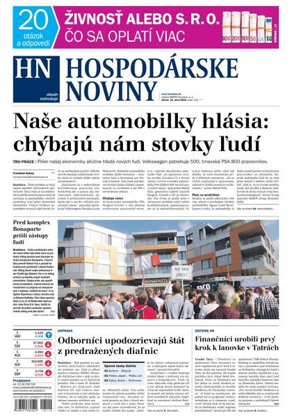 E-magazín Hospodárske noviny 21.06.2016 - MAFRA Slovakia, a.s.