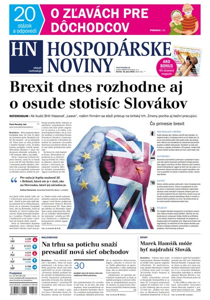 E-magazín Hospodárske noviny 23.06.2016 - MAFRA Slovakia, a.s.