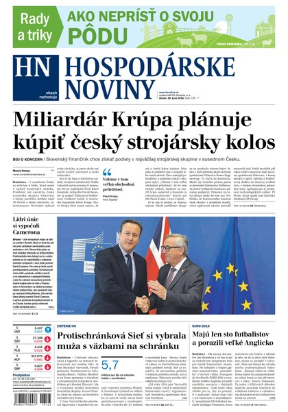 E-magazín Hospodárske noviny 29.06.2016 - MAFRA Slovakia, a.s.