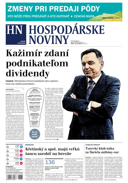 E-magazín Hospodárske noviny 13.07.2016 - MAFRA Slovakia, a.s.
