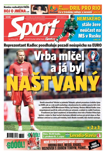 E-magazín Sport - 14.7.2016 - CZECH NEWS CENTER a. s.
