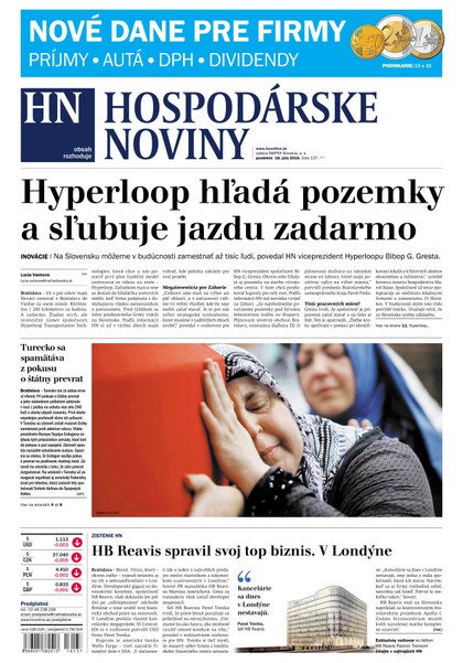 E-magazín Hospodárske noviny 18.07.2016 - MAFRA Slovakia, a.s.