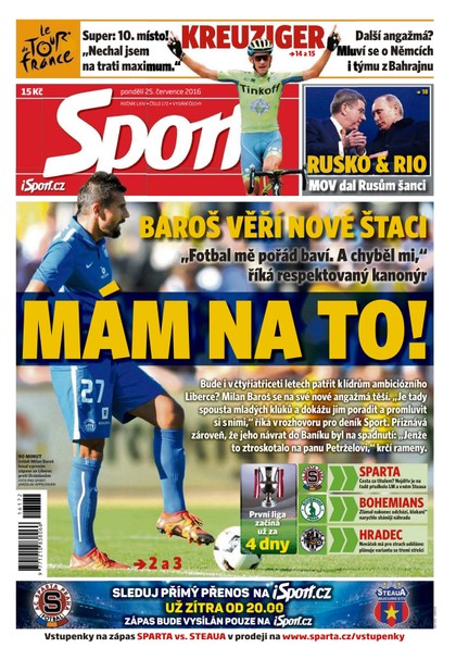 E-magazín Sport - 25.7.2016 - CZECH NEWS CENTER a. s.