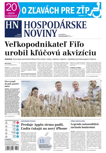 E-magazín Hospodárske noviny 28.07.2016 - MAFRA Slovakia, a.s.