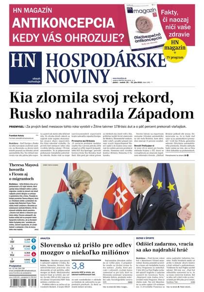 E-magazín Hospodárske noviny 29.07.2016 - MAFRA Slovakia, a.s.