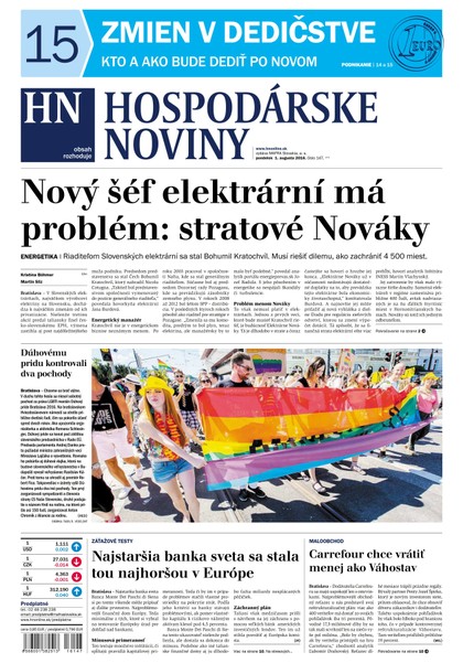 E-magazín Hospodárske noviny 01.08.2016 - MAFRA Slovakia, a.s.