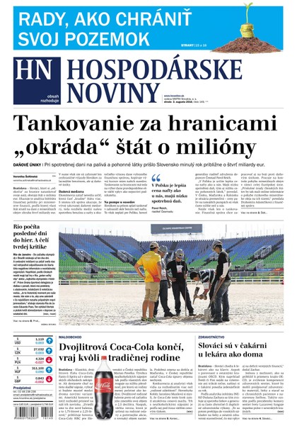 E-magazín Hospodárske noviny 03.08.2016 - MAFRA Slovakia, a.s.