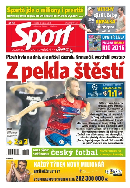 E-magazín Sport - 3.8.2016 - CZECH NEWS CENTER a. s.