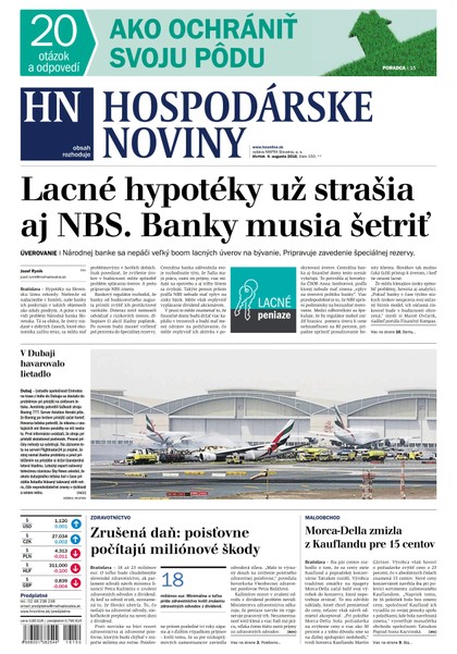 E-magazín Hospodárske noviny 04.08.2016 - MAFRA Slovakia, a.s.