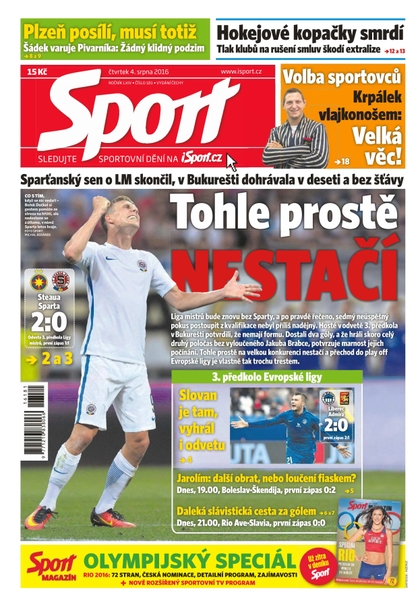 E-magazín Sport - 4.8.2016 - CZECH NEWS CENTER a. s.
