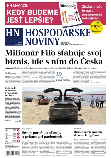 E-magazín Hospodárske noviny 12.08.2016 - MAFRA Slovakia, a.s.