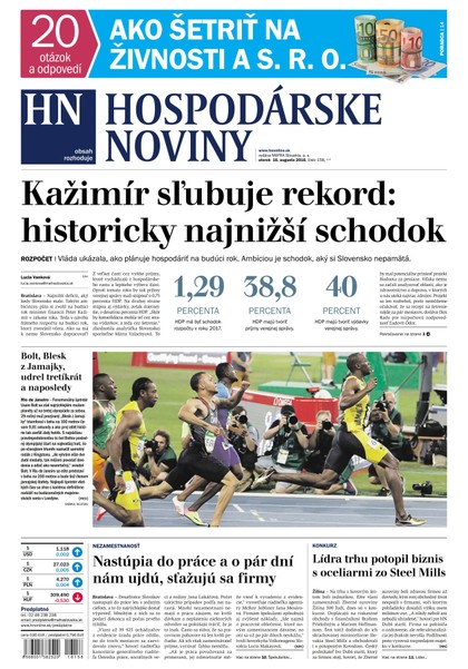 E-magazín Hospodárske noviny 16.08.2016 - MAFRA Slovakia, a.s.