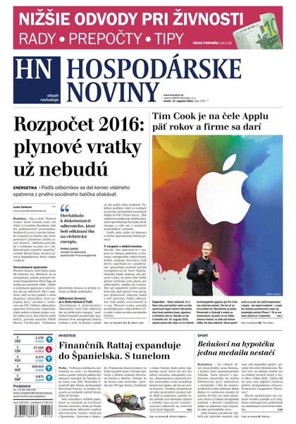 E-magazín Hospodárske noviny 17.08.2016 - MAFRA Slovakia, a.s.
