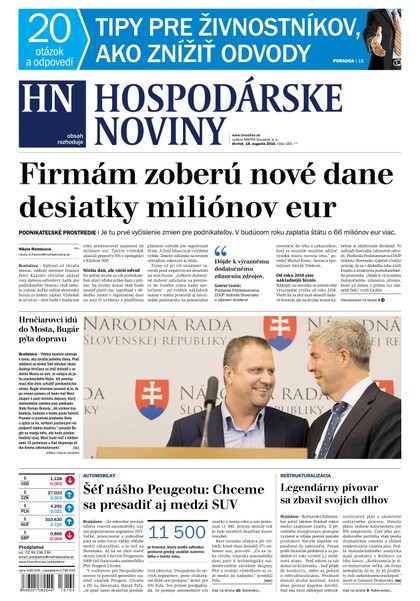 E-magazín Hospodárske noviny 18.08.2016 - MAFRA Slovakia, a.s.
