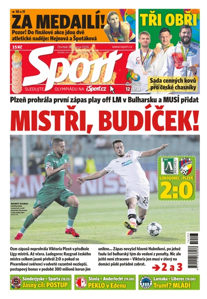 E-magazín Sport - 18.8.2016 - CZECH NEWS CENTER a. s.