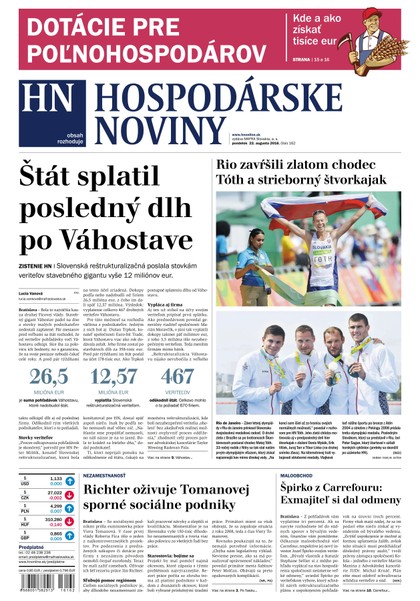 E-magazín Hospodárske noviny 22.08.2016 - MAFRA Slovakia, a.s.