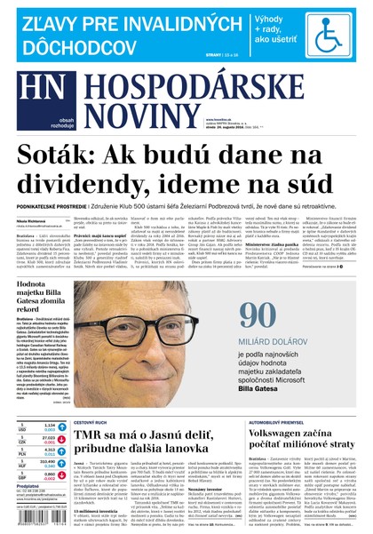 E-magazín Hospodárske noviny 24.08.2016 - MAFRA Slovakia, a.s.
