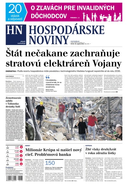 E-magazín Hospodárske noviny 25.08.2016 - MAFRA Slovakia, a.s.