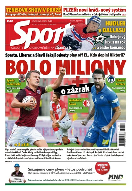 E-magazín Sport - 25.8.2016 - CZECH NEWS CENTER a. s.