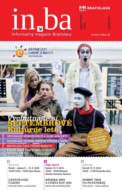 E-magazín inba 09/2016 - Redakcia magazínu in.ba, Oddelenie marketingu a vzťahov s verejnosťou Kancelária primátora Hlavného mesta SR Bratislava