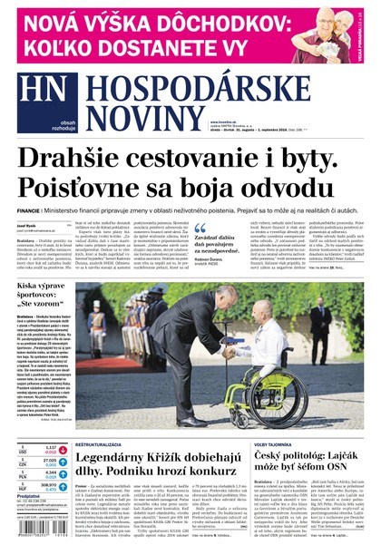 E-magazín Hospodárske noviny 31.08.2016 - MAFRA Slovakia, a.s.