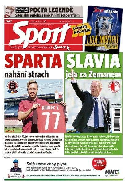 E-magazín Sport - 2.9.2016 - CZECH NEWS CENTER a. s.