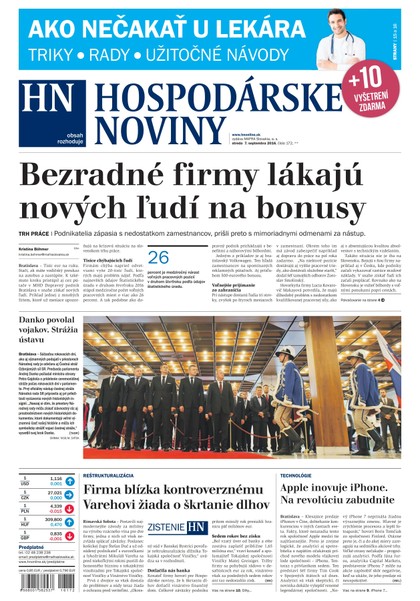 E-magazín Hospodárske noviny 07.09.2016 - MAFRA Slovakia, a.s.
