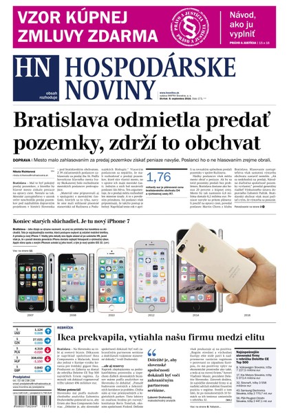 E-magazín Hospodárske noviny 08.09.2016 - MAFRA Slovakia, a.s.