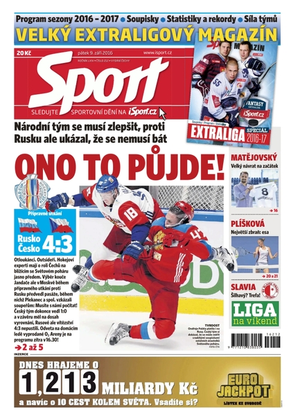 E-magazín Sport - 9.9.2016 - CZECH NEWS CENTER a. s.