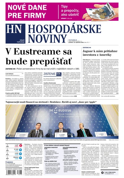 E-magazín Hospodárske noviny 12.09.2016 - MAFRA Slovakia, a.s.