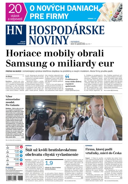 E-magazín Hospodárske noviny 13.09.2016 - MAFRA Slovakia, a.s.
