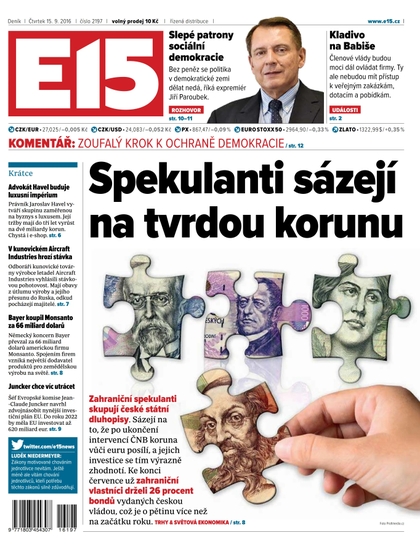 E-magazín E15 15.9.2016 - Czech Media Invest