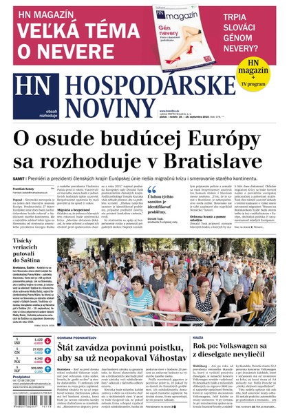 E-magazín Hospodárske noviny 16.09.2016 - MAFRA Slovakia, a.s.