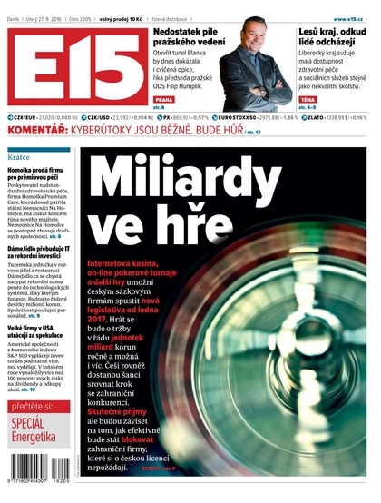 E-magazín E15 27.9.2016 - Czech Media Invest