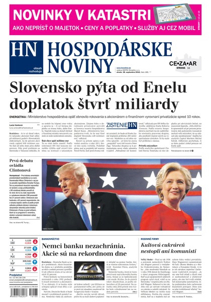 E-magazín Hospodárske noviny 28.9.2016 - MAFRA Slovakia, a.s.