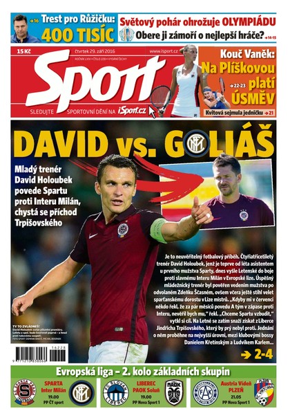 E-magazín Sport - 29.9.2016 - CZECH NEWS CENTER a. s.