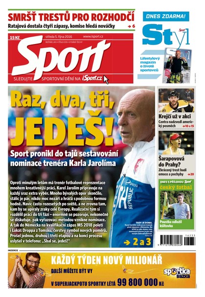E-magazín Sport - 5.10.2016 - CZECH NEWS CENTER a. s.