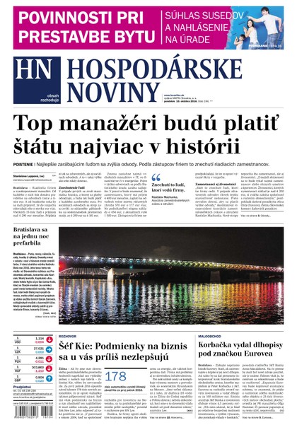 E-magazín Hospodárske noviny 10.10.2016 - MAFRA Slovakia, a.s.